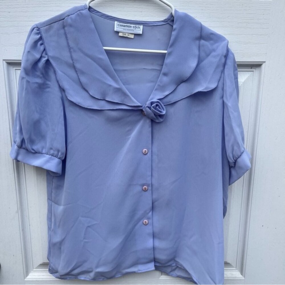 Vtg Cinnamon Stick California Lilac Blouse Peter Pan Collar 14